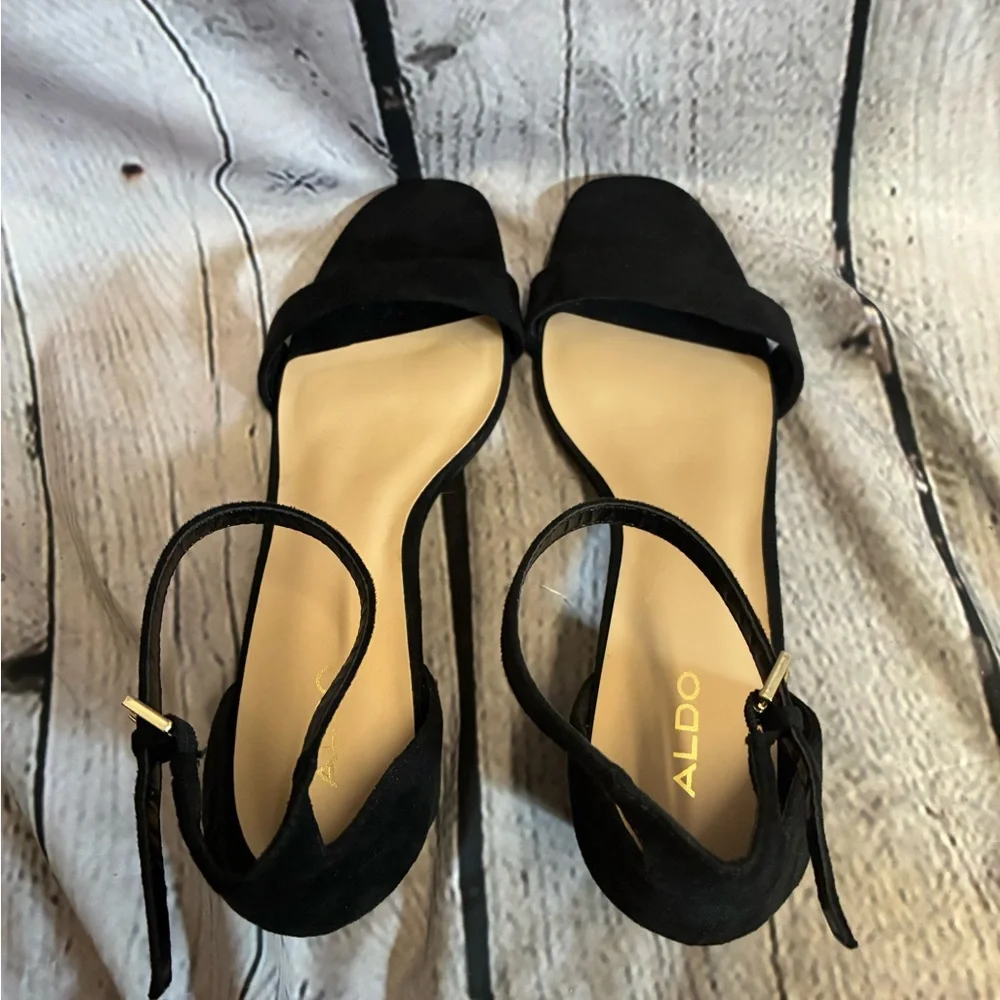 Aldo Pristine Black Women’s‎ Strappy Block Heel Sandals Size 9 EU 40 Preppy Chic